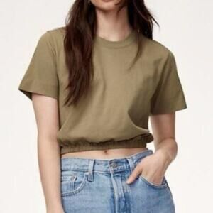 Aritzia Wilfred Piaf Elastic‎ Gathered Crop Top - Gray/Green XS